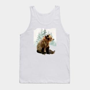 Watercolor grizzly bear sitting Tank Top